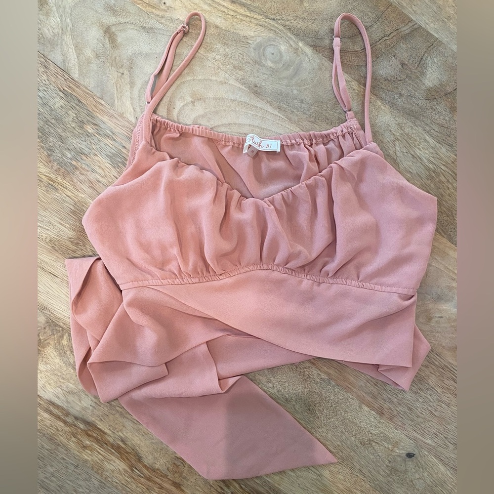 Blush Dusty Rose Cropped Waist Blouse
